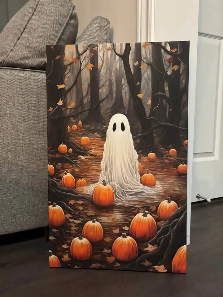 Beautiful Pumpkin Patch Ghost Canvas Wall Art-Ready To Hang image indicator(8)