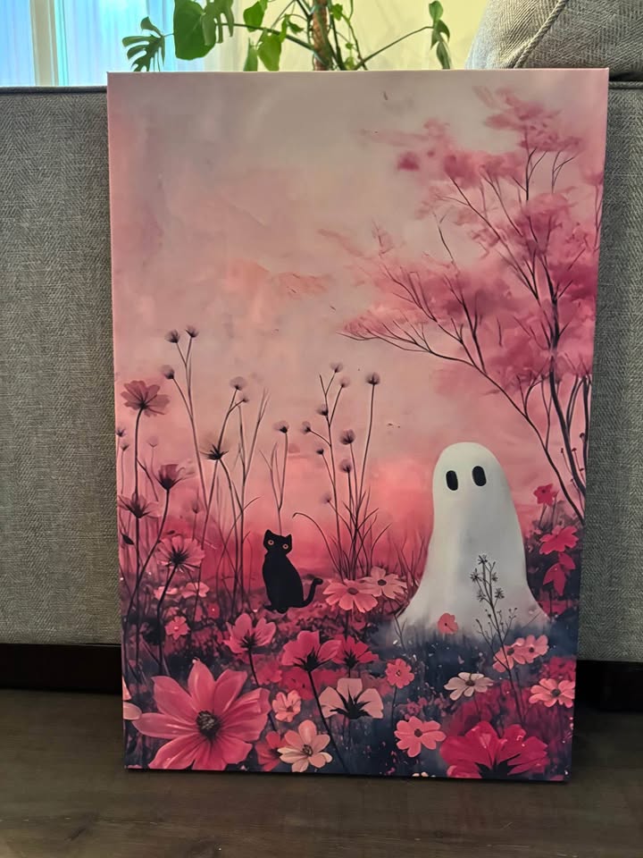 Whimsical Ghost Canvas Wall Art Ready To Hang - photo 3
