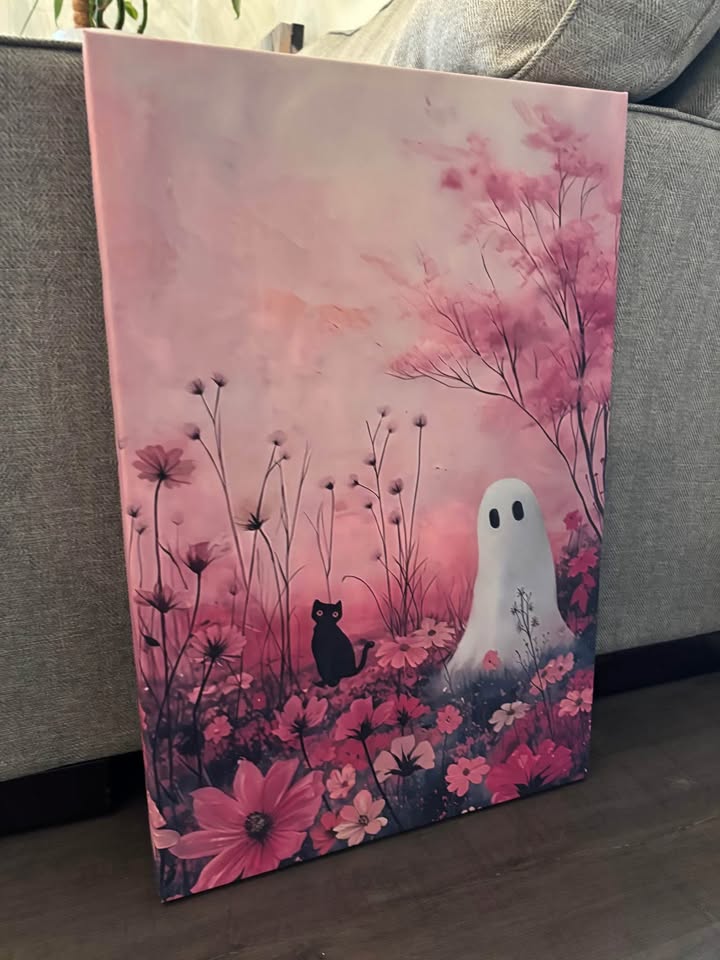 Whimsical Ghost Canvas Wall Art Ready To Hang - photo 4