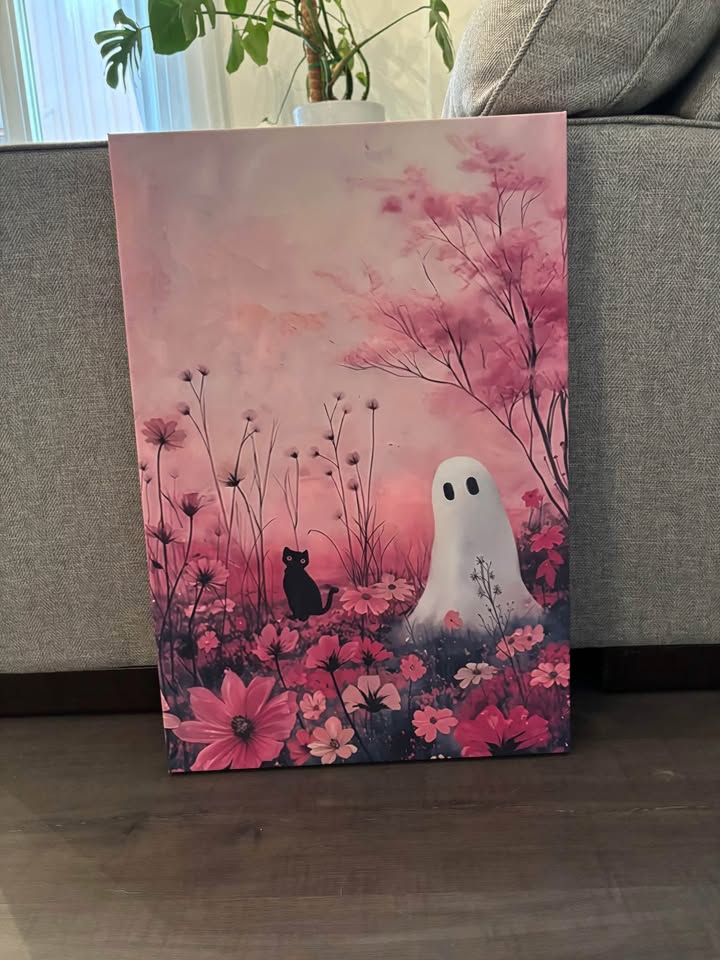 Whimsical Ghost Canvas Wall Art Ready To Hang - photo 5