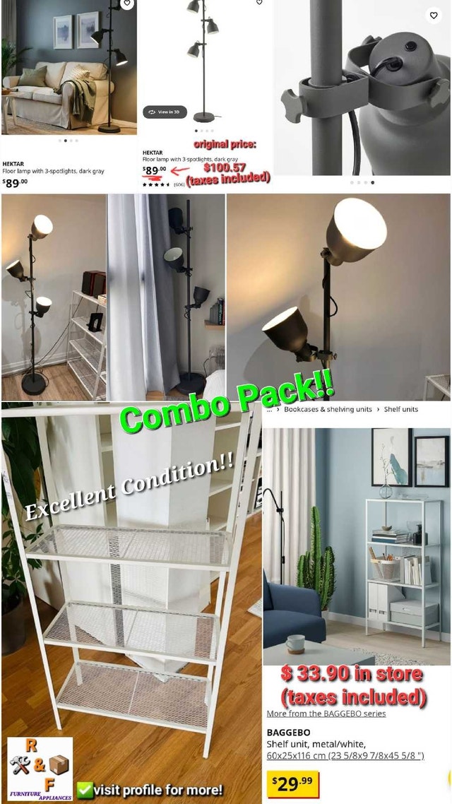 ✴️ (Combo Pack) - IKEA Hektar Lamp and Baggebo Shelf