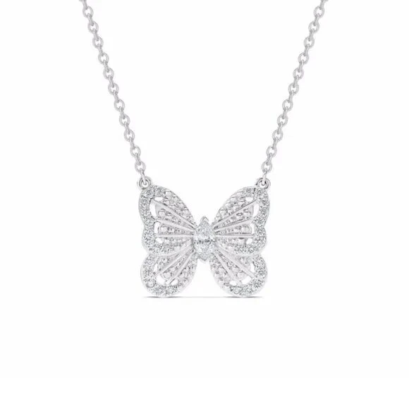 De Beers Butterfly Pendant - 18k White Gold, 0.21ct Diamonds