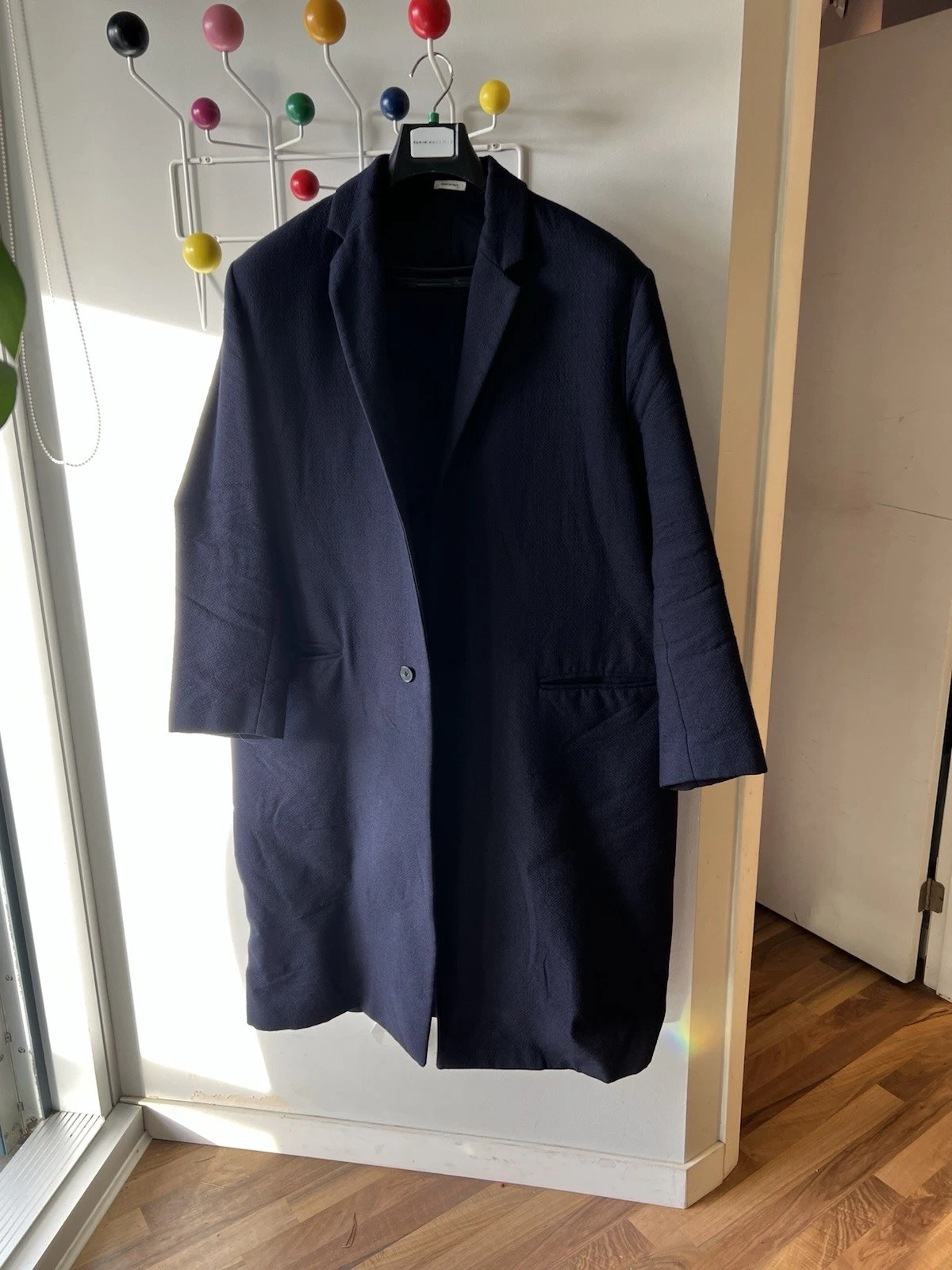 Italian Made Wool Overcoat, Dk Blue, Sz 50, Pre-Owned, Designer