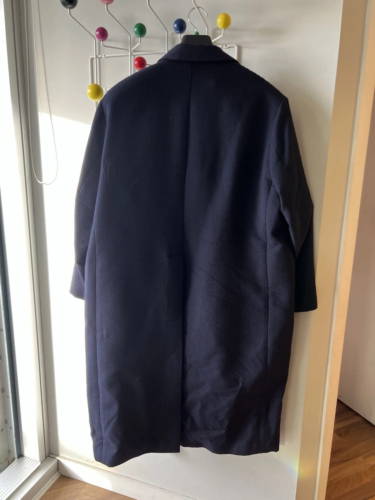 Italian Made Wool Overcoat, Dk Blue, Sz 50, Pre-Owned, Designer - photo 2