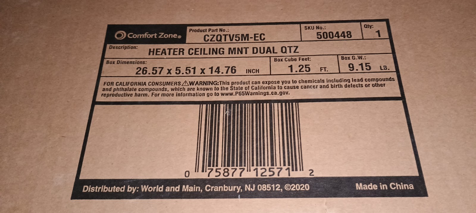 Comfort Zone Ceiling Mounted Dual Quartz Radiant Heater - photo 3