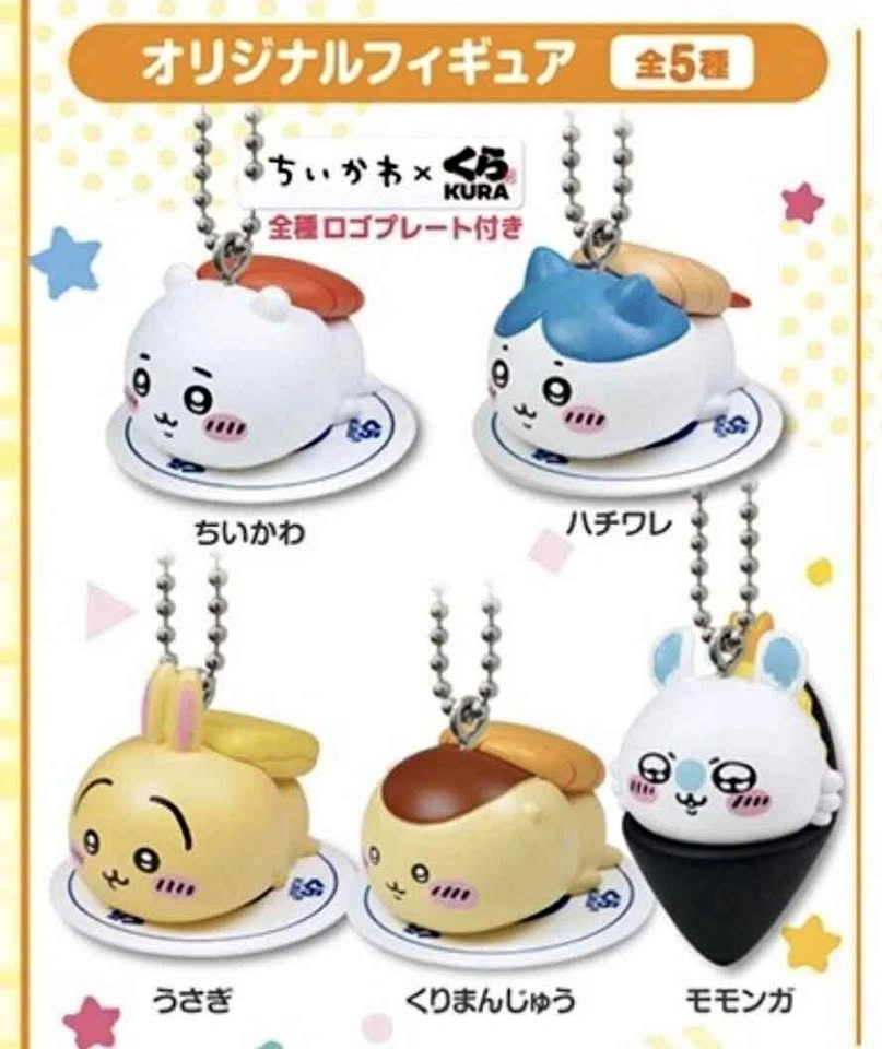 Chiikawa Kura Sushi Bikkurapon Sushi Keychain Set