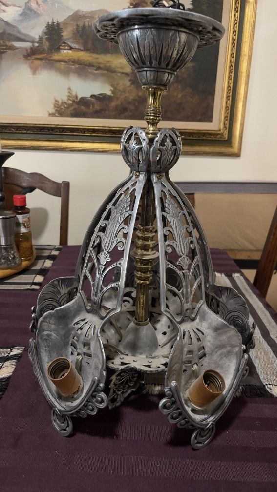 Antique 5 Bulb Art Deco Chandelier - 1920s - photo 2