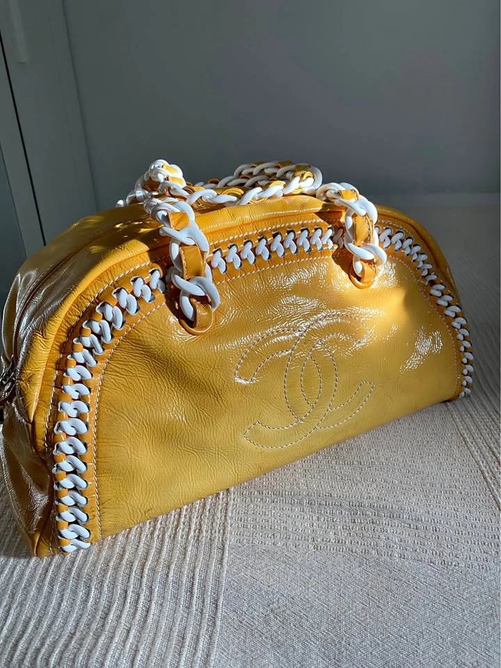 Authentic Limited Edition Chanel Yellow Ombre Bowling Bag