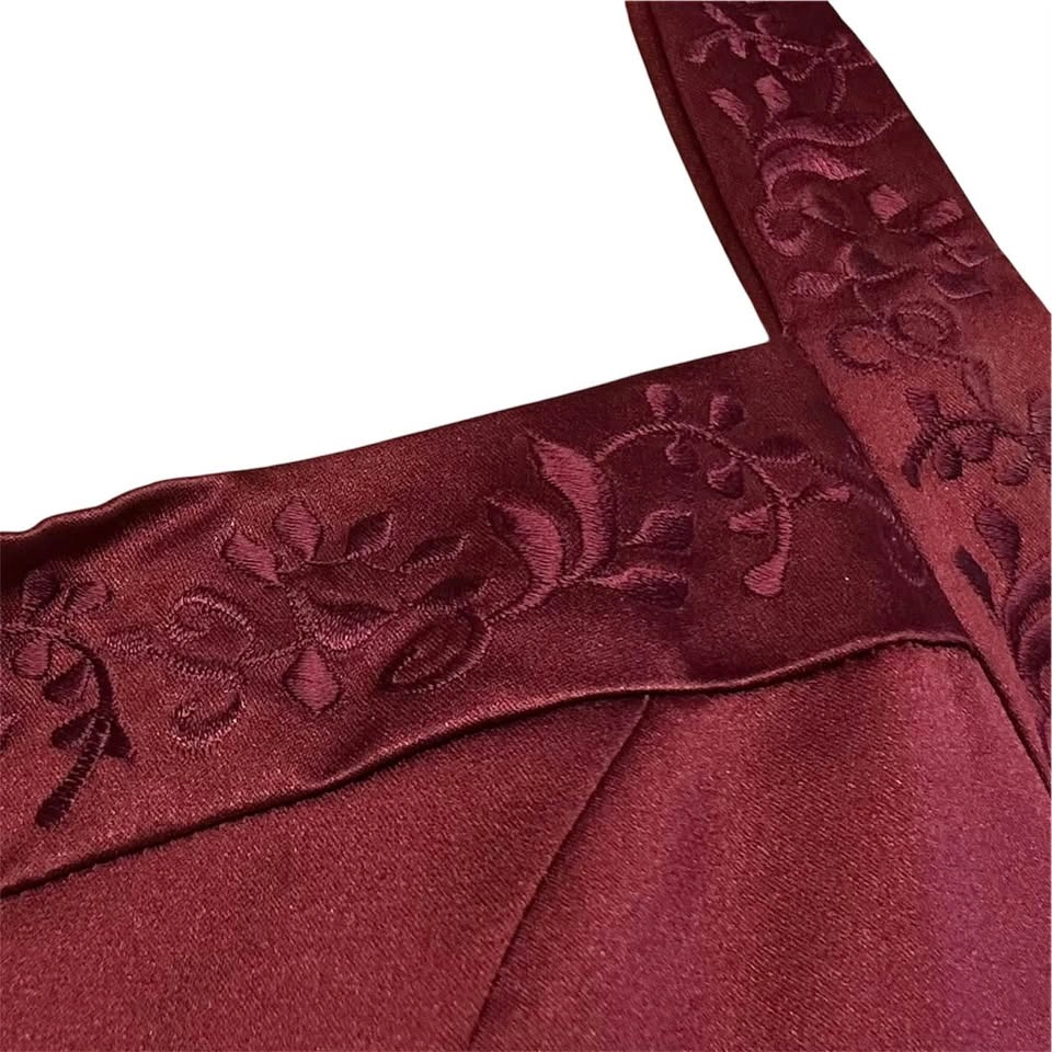 Mori Lee Burgundy Embroidered Halter Bridesmaid Gown Prom Dress - photo 4