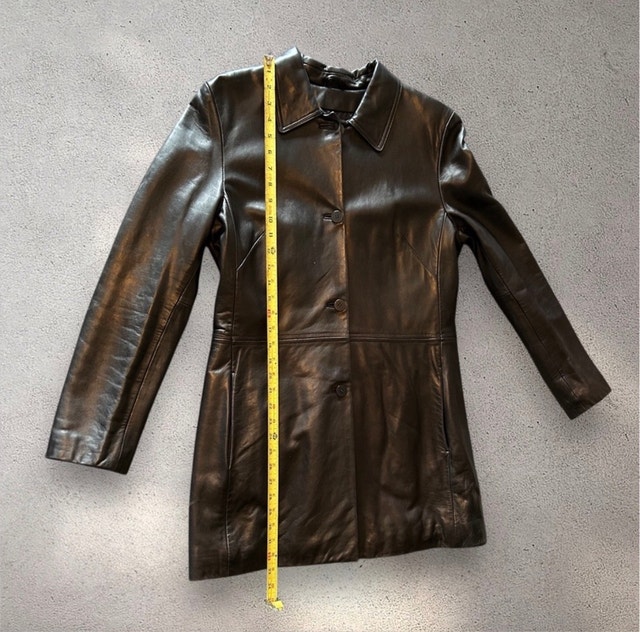 Danier Women's Black Leather Trench Blazer Coat S - photo 5