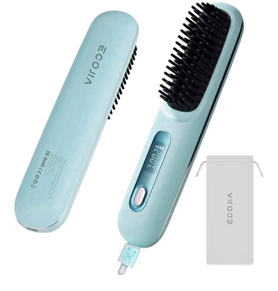 Cordless Hair Straightener Brush Travel Size