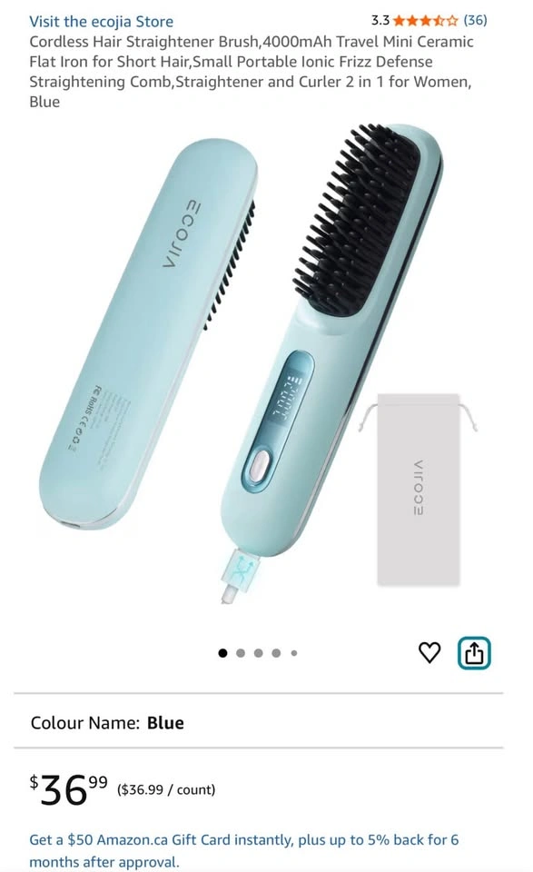 Cordless Hair Straightener Brush Travel Size - photo 4
