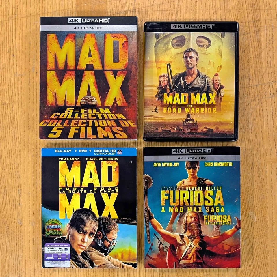 Mad Max Movies - 4K and Blu Ray Discs