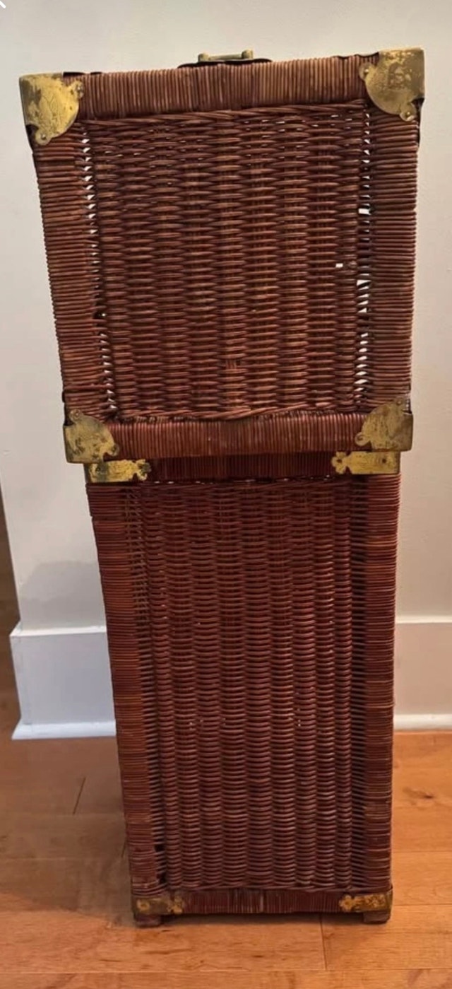 Vintage Wicker and Brass Square Basket - photo 4