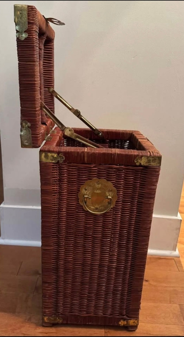 Vintage Wicker and Brass Square Basket - photo 5