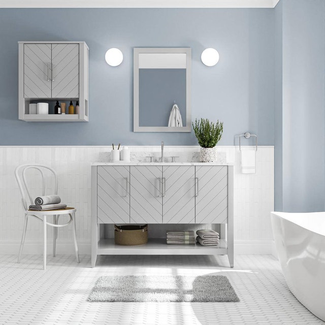 Rectangular Wood Framed Wall Bathroom Vanity Mirror
