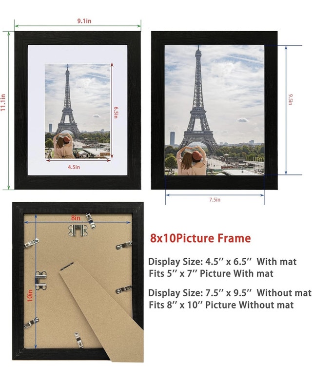 NEW - Black 8x10 Picture Frame w/ Mat (Set of 2) - photo 2