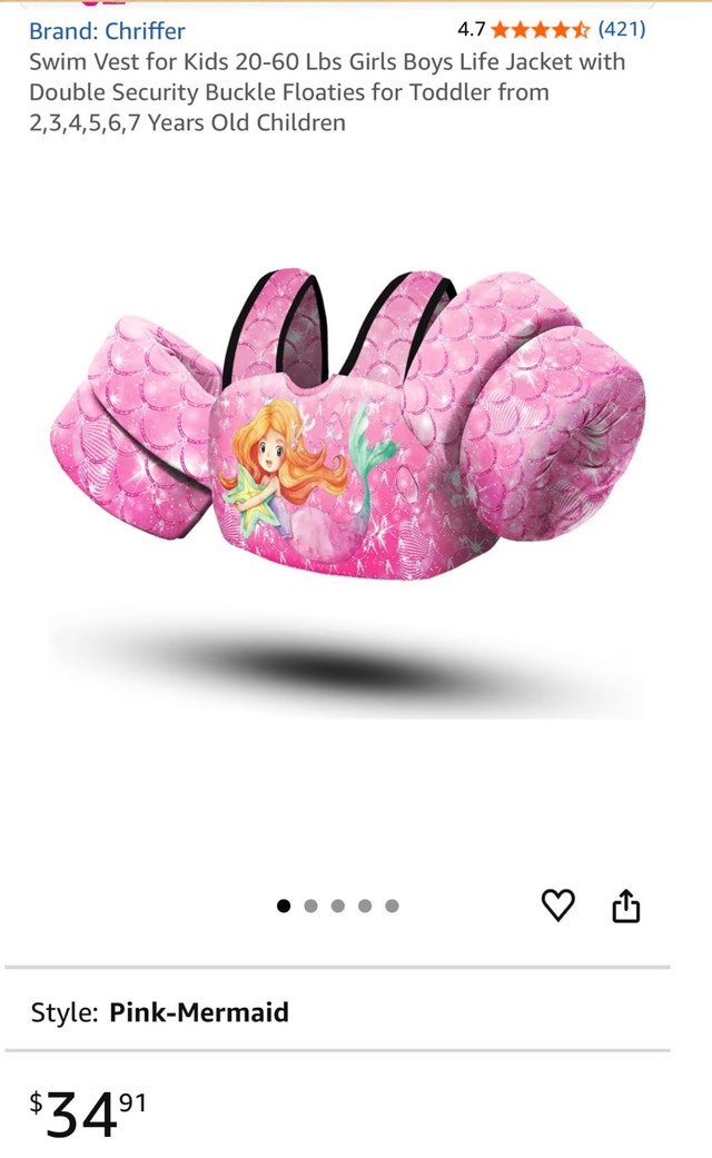 NEW - Chriffer Mermaid Swim Vest Floaties New - photo 2