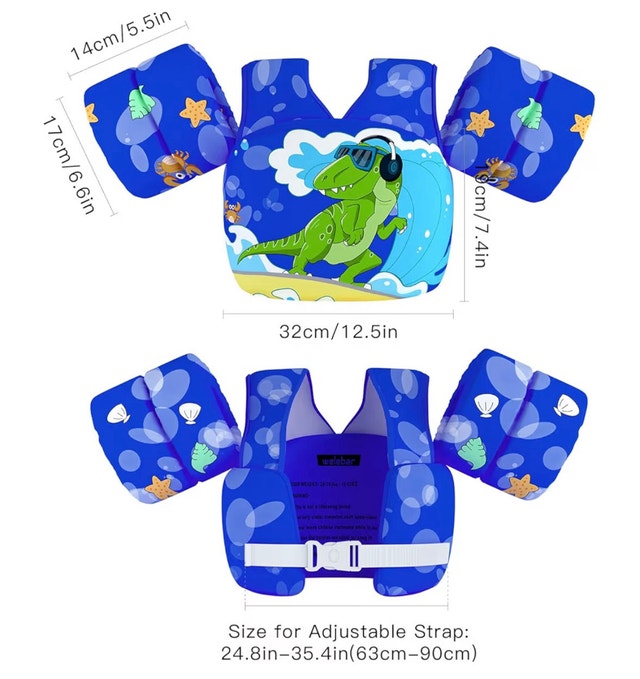 NEW - CHRIFFER Kids Swim Vest - Dinosaur 28-70 lbs - photo 3