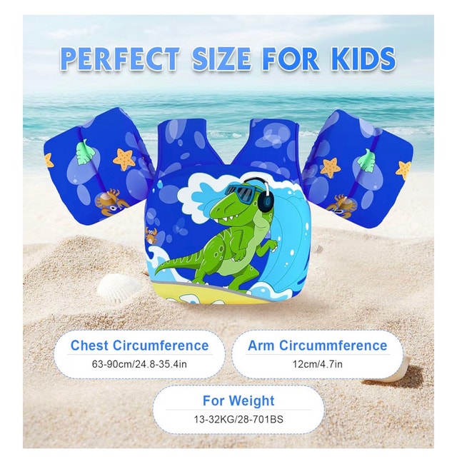 NEW - CHRIFFER Kids Swim Vest - Dinosaur 28-70 lbs - photo 4