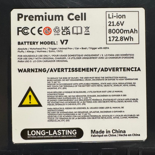 CELLPOW V7 8000mAh Battery for Dyson V7 Vacuum + Filters - photo 3