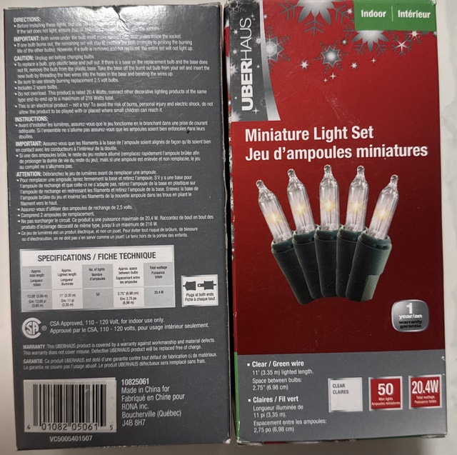 NEW - Christmas Mini Lights 2 Sets of 50bulbs with Parts - photo 4