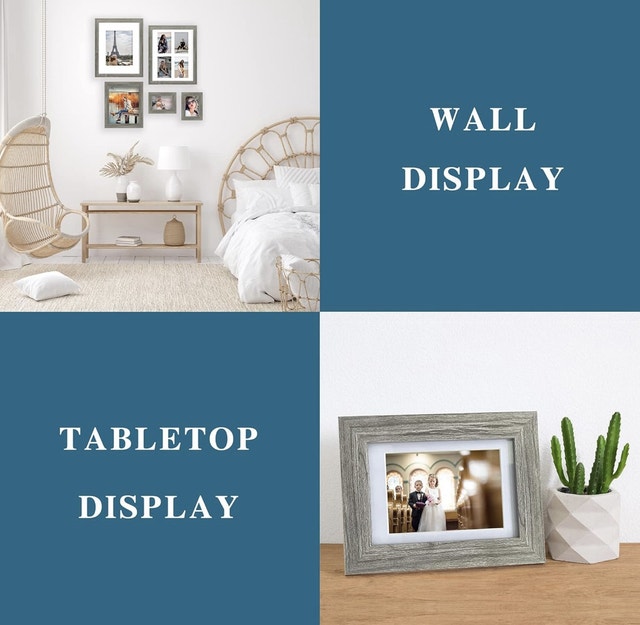 NEW - Gray Wood Grain Picture Frames 5x7, Set of 2 - photo 3
