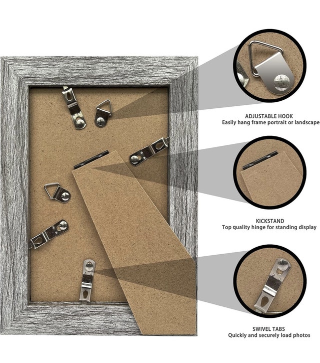 NEW - Gray Wood Grain Picture Frames 5x7, Set of 2 - photo 4