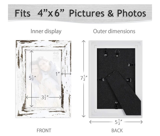 Distressed White Picture Frames 4x6 (Set of 3) - photo 4