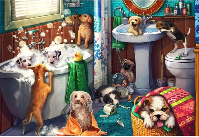 Bathroom Break Jigsaw Puzzle 550 Piece Puppies - photo 3