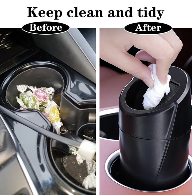 Car Trash Can Bin with Lid - Car Garbage Can Cup Holder - photo 2