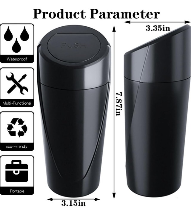 Car Trash Can Bin with Lid - Car Garbage Can Cup Holder - photo 4