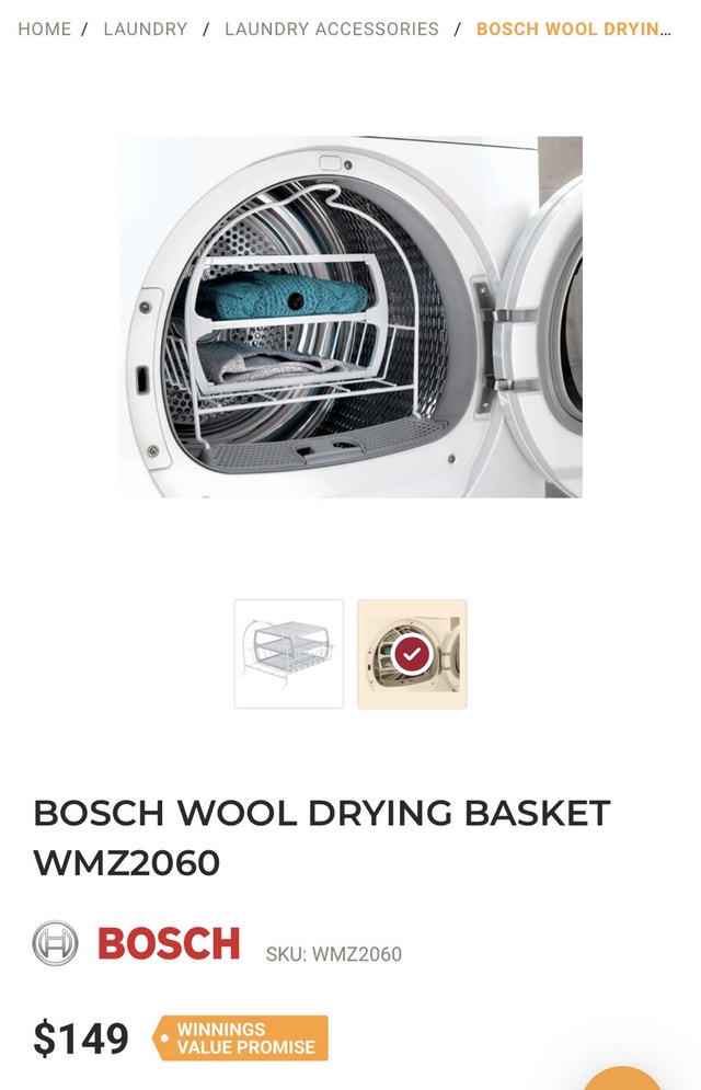 Wool Drying Basket for Bosch 60cm Tumble Dryers