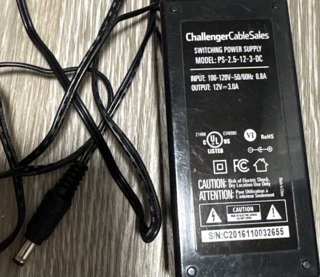 Challenger Cable 12V DC 3A Power Supply PS-2.5-12-3DAC - photo 2