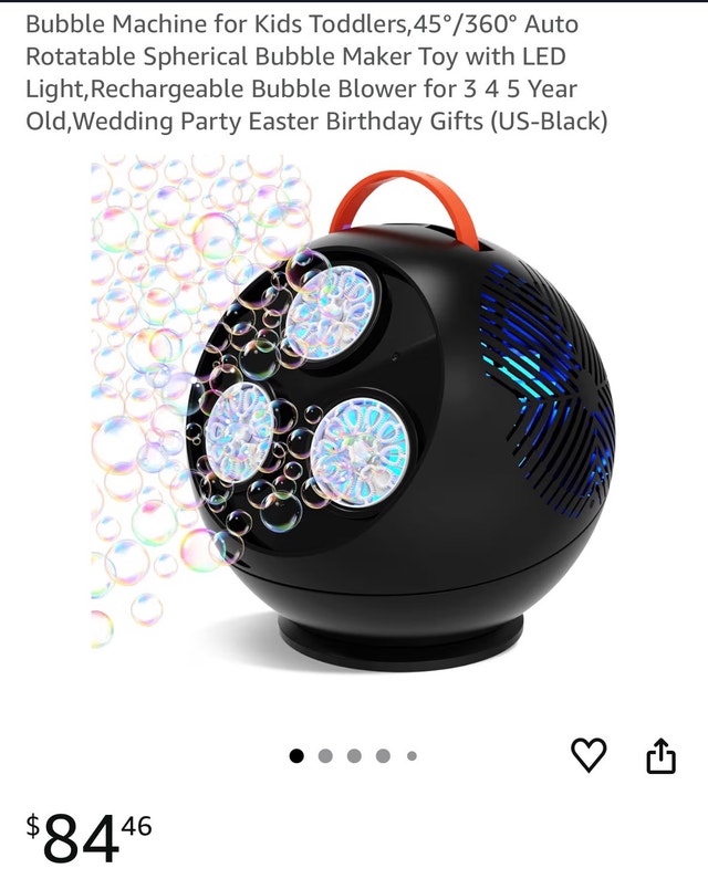 3-Hole LED Rechargeable Spherical Bubble Machine