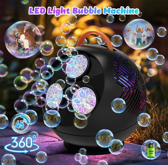 3-Hole LED Rechargeable Spherical Bubble Machine - photo 4