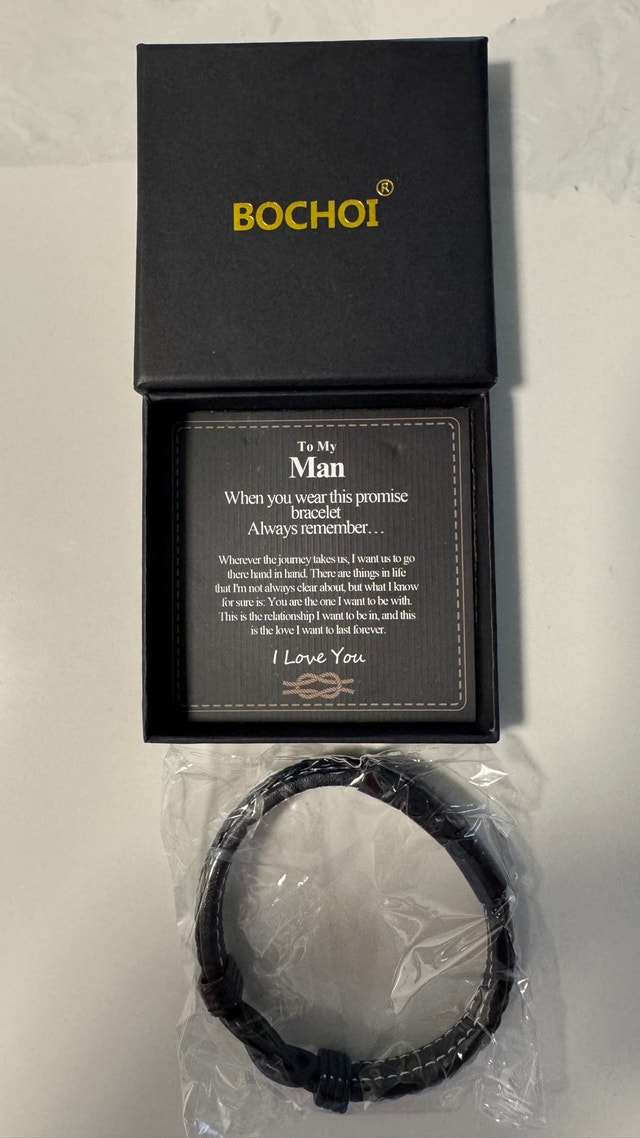 BOCHOI Men's Leather Bracelet Brown - photo 3