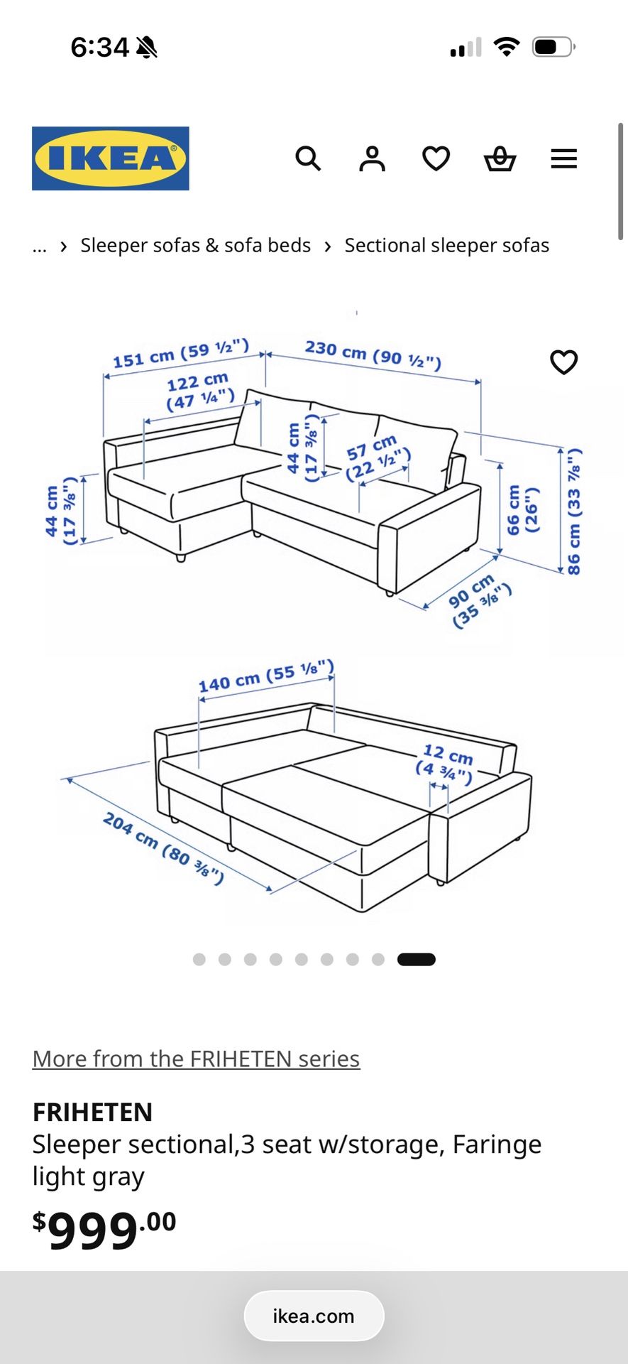 Navy IKEA Friheten Sleeper Sectional - photo 5