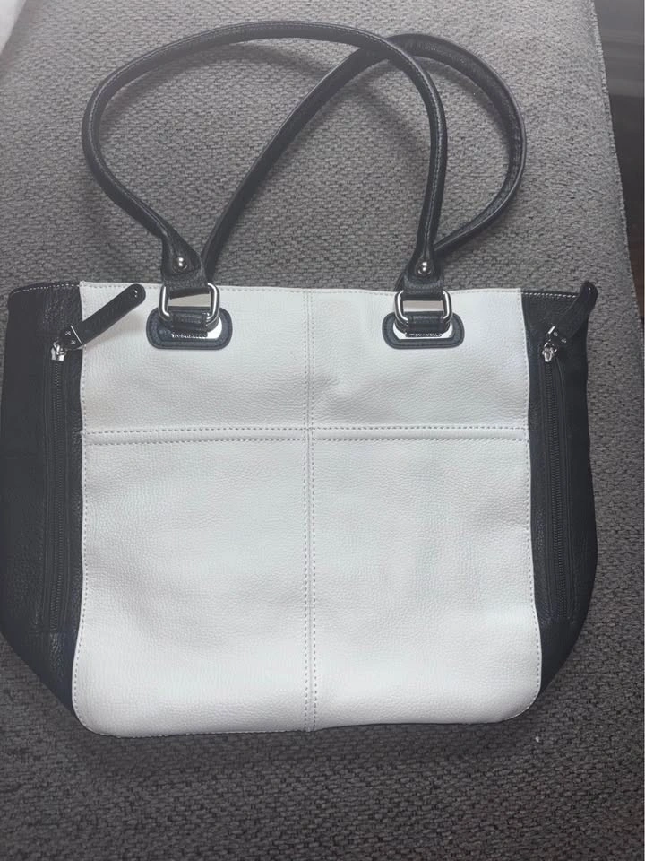Black and White Faux Leather Tignanello Tote Bag - photo 2