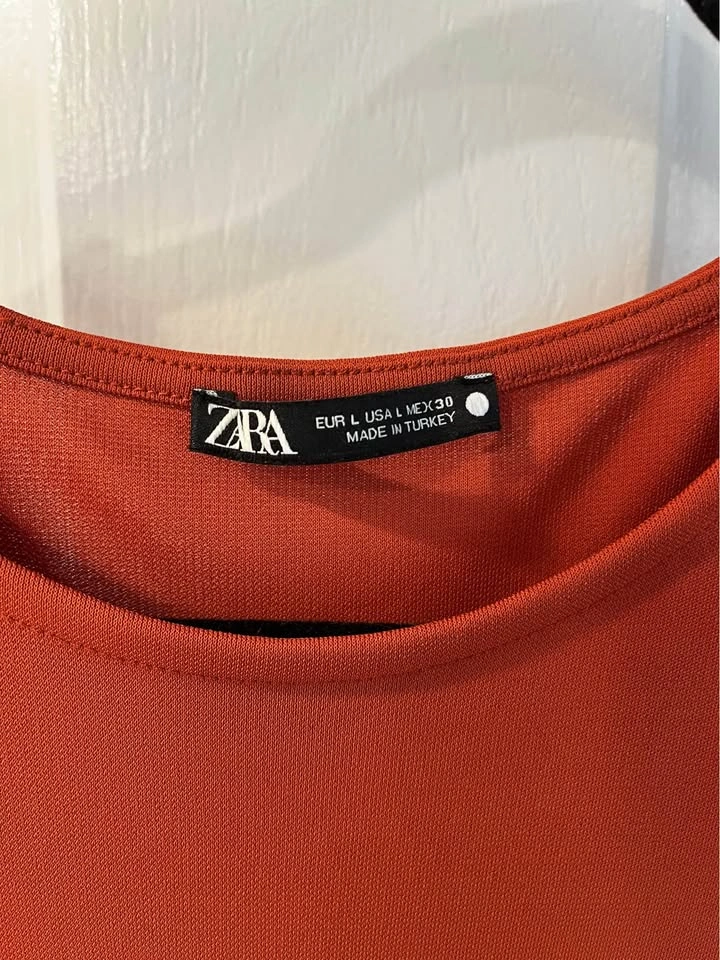 Zara Rust Orange Pleated Dress Size L - photo 2