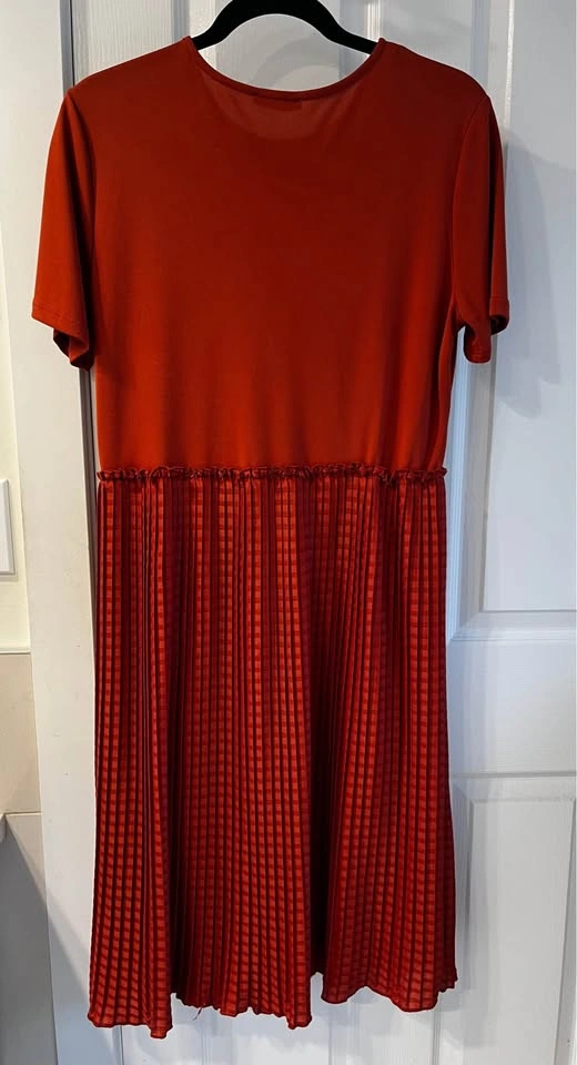 Zara Rust Orange Pleated Dress Size L - photo 3
