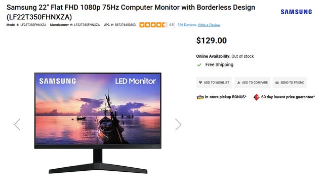 Samsung 22" FHD IPS Monitor with FreeSync + Monitor Arm
