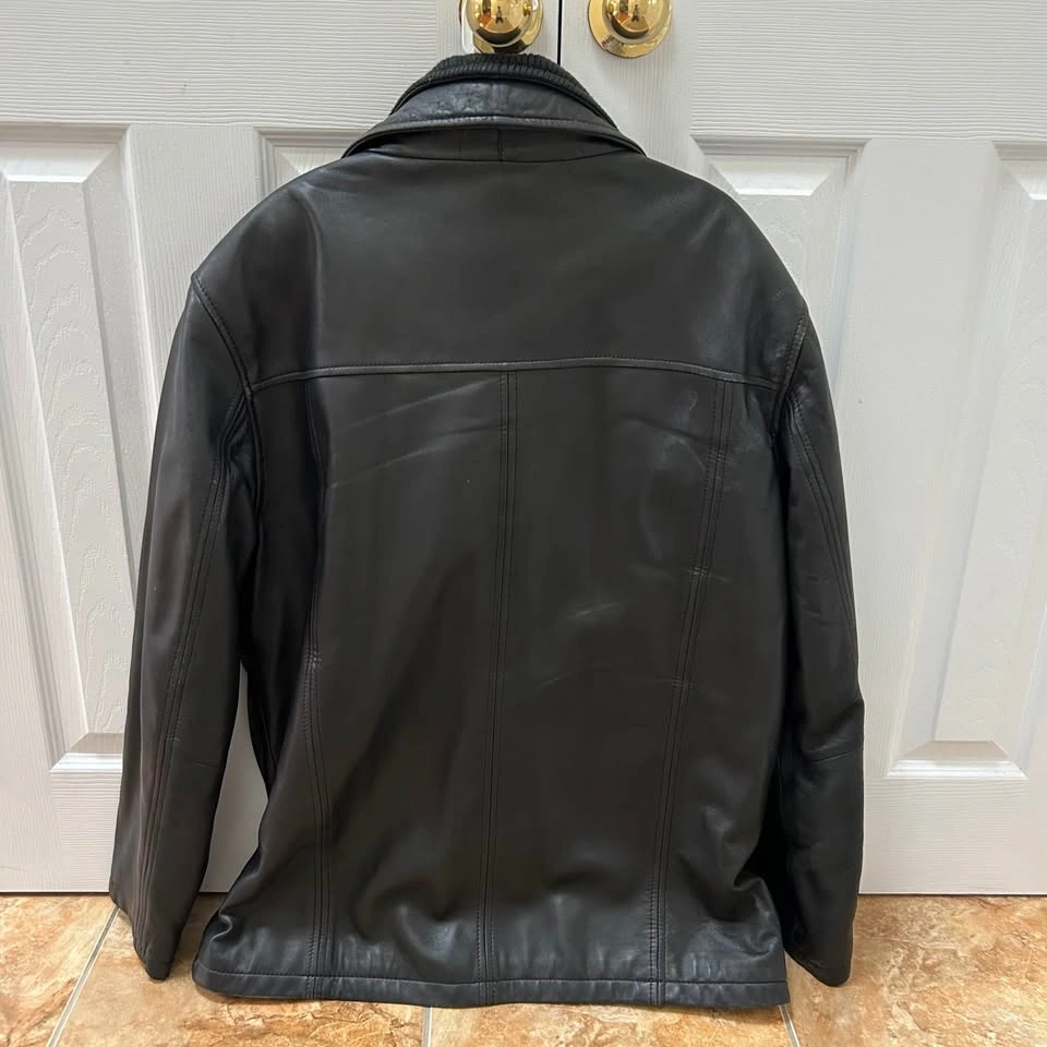 Men's Danier Lined Black Leather Jacket (Size L) - photo 4