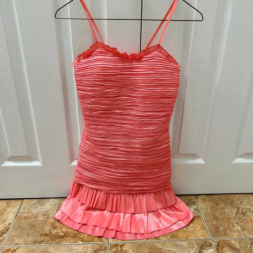Women's Ruffled Pink Dress (Size 2)