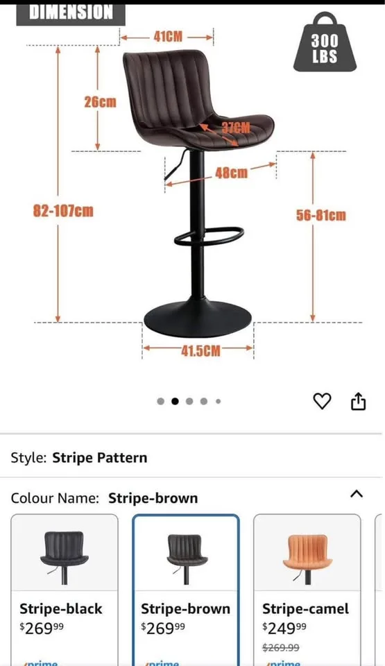 New- set of 2 brown bar stools image indicator(6)