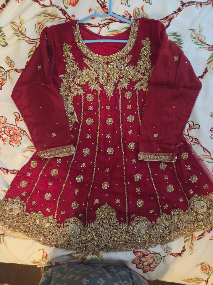 Red Gold Embroidered Formal Suit - photo 3