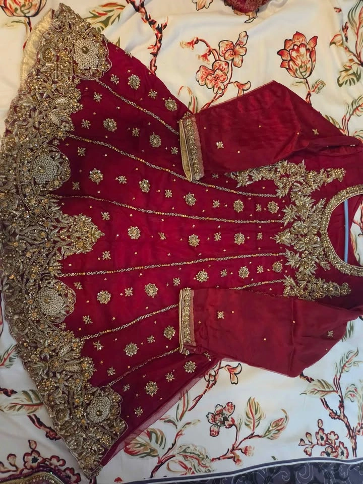 Red Gold Embroidered Formal Suit - photo 4
