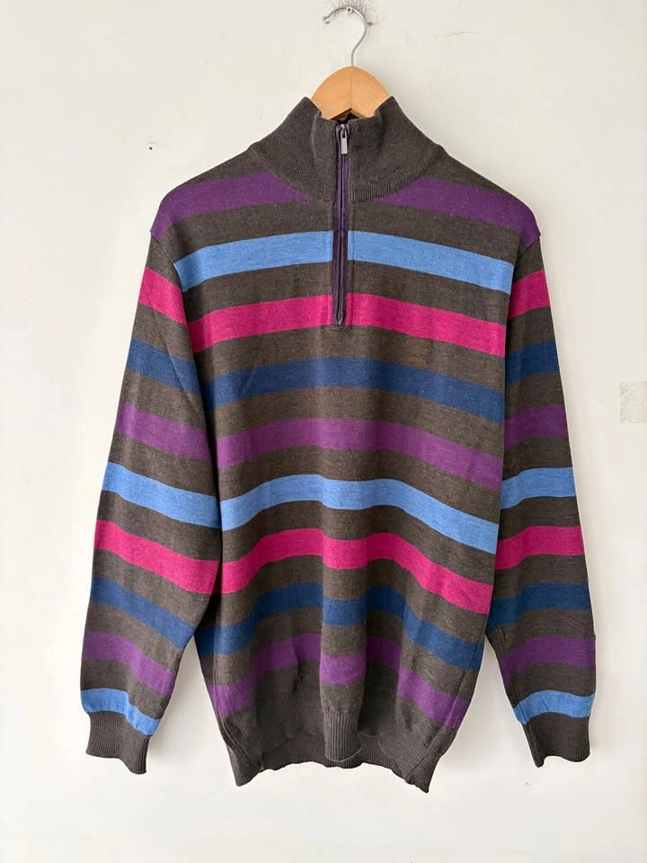 Paul & Shark Yachting Mens Striped Quarter Zip Sweater Size L