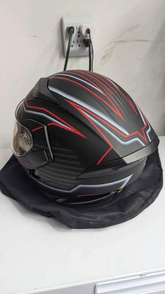 Motorcycle Helmet Black Red Grey Size XL - photo 2