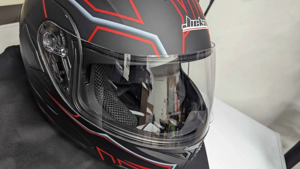 Motorcycle Helmet Black Red Grey Size XL - photo 4